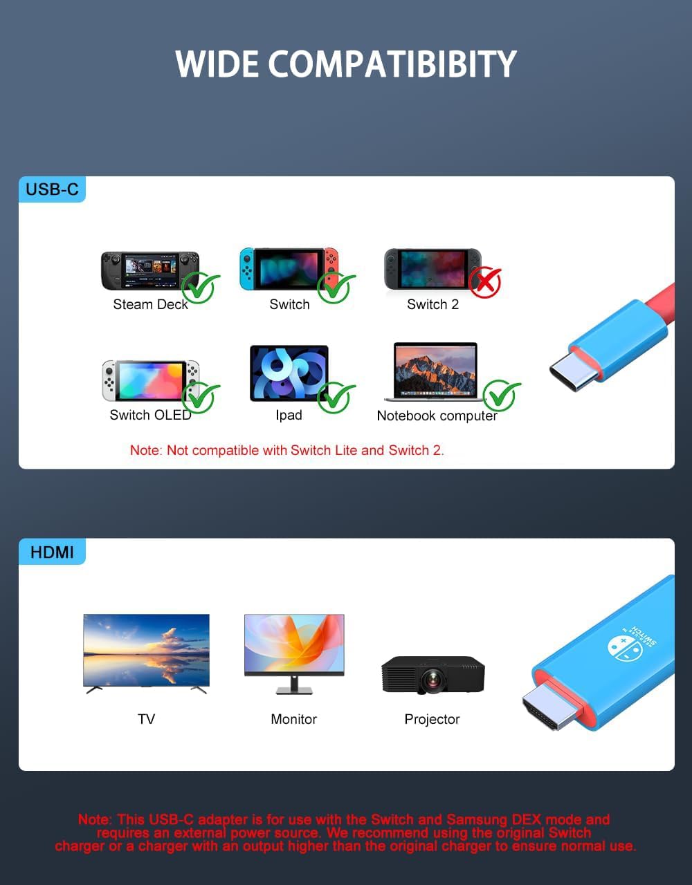 BKELHS 2 1 4K 60Hz 100W 17 6.6TF USB C to HDMI Cable in Steam Deck Adapter HDMI Charging Port, Monitor TV Connector
