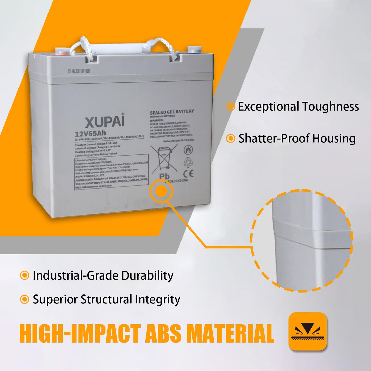 APOLLOLIFT 12V/65AH Lead-Acid Battery for Electric Pallet Jack Truck