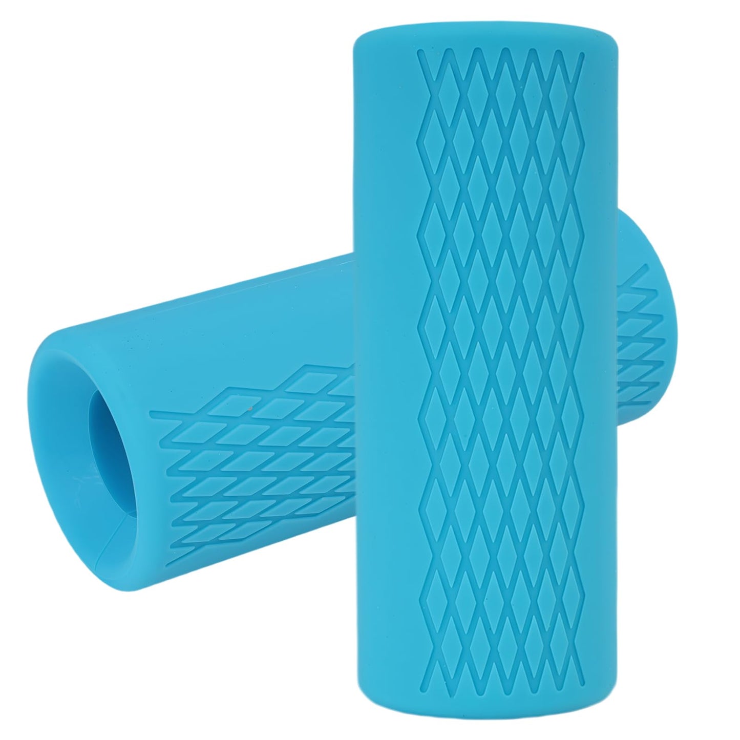 2 Pcs Dumbbell Bar Grips, 4" Non-Slip Rubber Barbell Gripz for Thick Bar Training, Forearm Strength Weightlifting Workout Gym Home Fitness Gear for Grip Trainer Men Women Athletes Lifters (Blue)