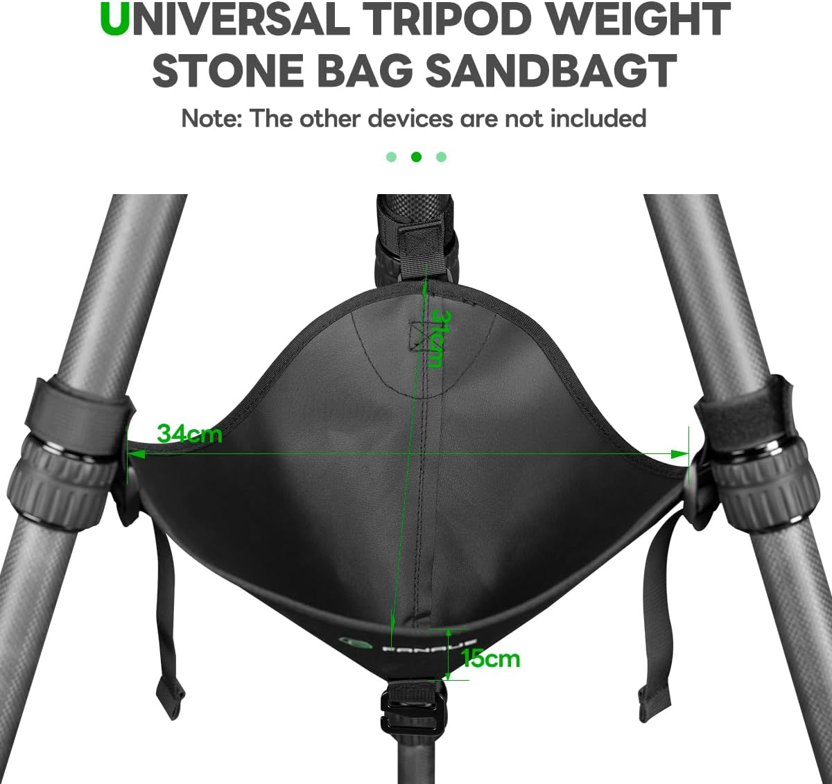 FANAUE TS-01 Heavy Duty Tripod Sandbag - Adjustable Black Stone Bag for Stability