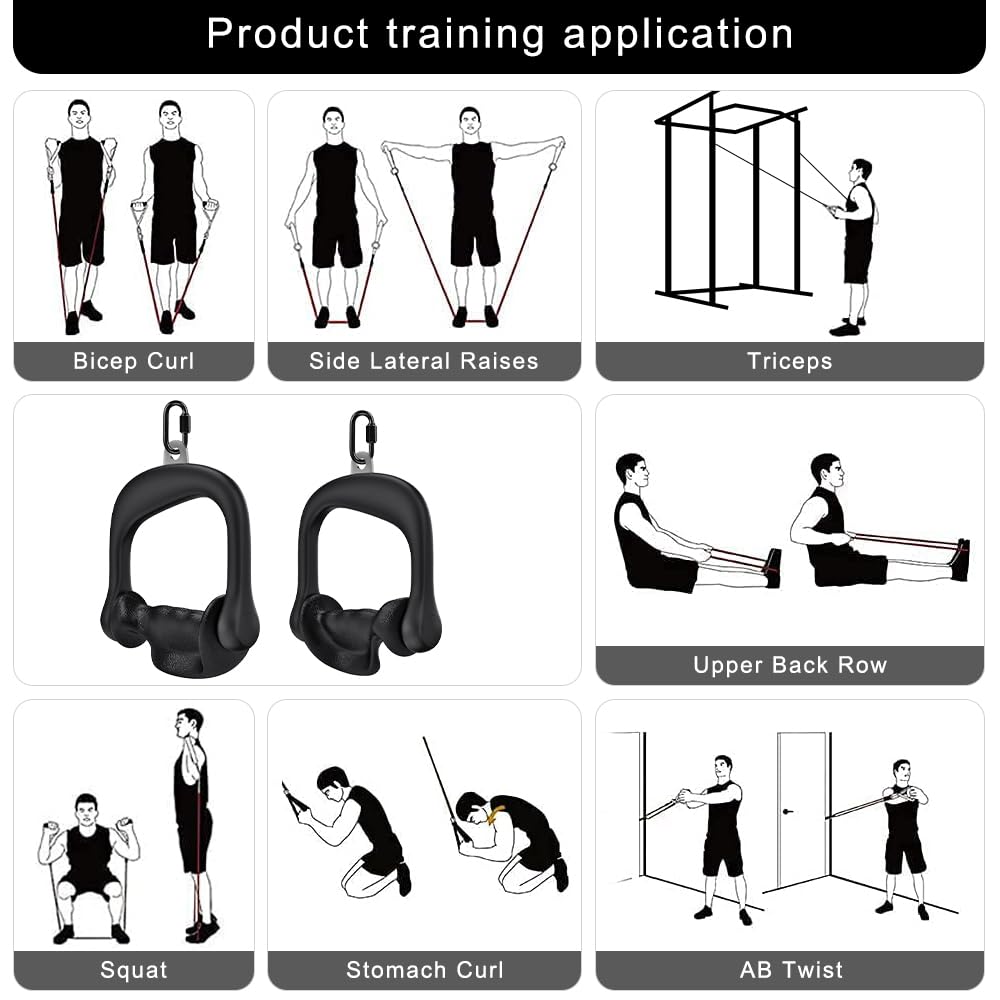 BeneLabel 2Pcs Ergonomic Grips D Handle Cable Attachment for Home Gym - Fits Your Hand Perfectly - Compatible with Cable Machines - 360 Rotation - 1000 lbs Weight Capacity
