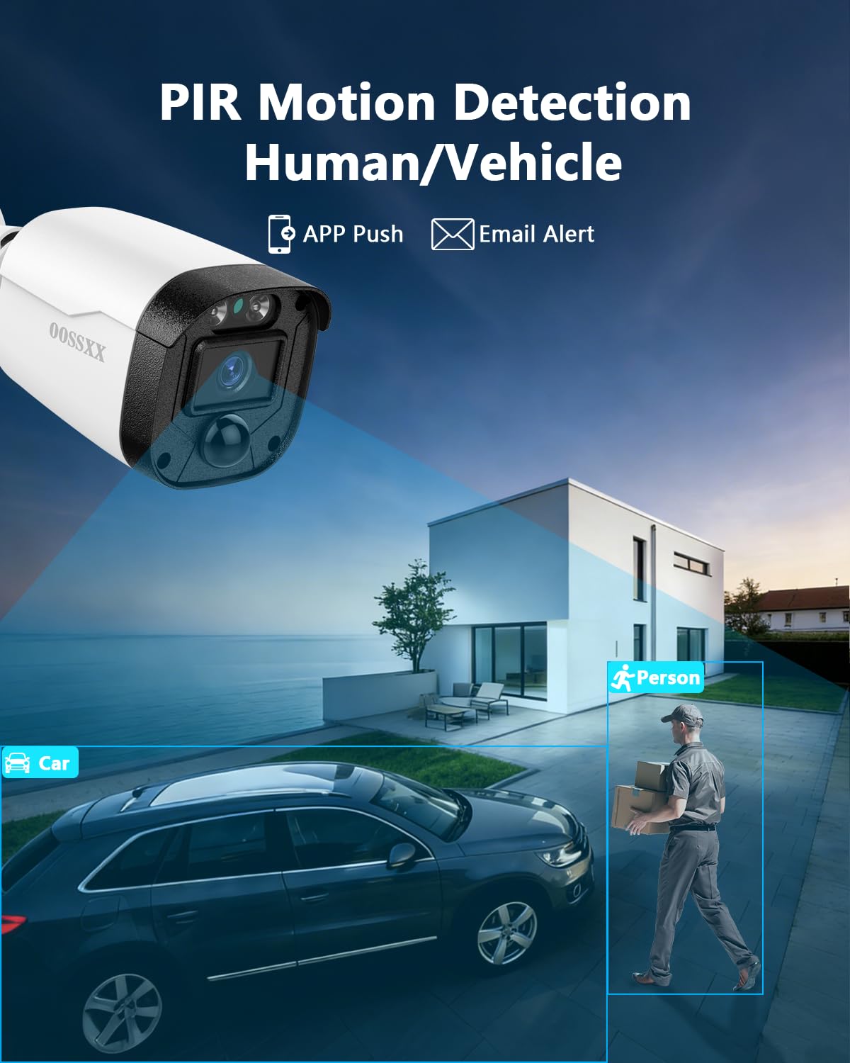 3K 5MP Wired CCTV Security Camera System with 122° Ultra Wide Angle, 4CH DVR with Monitor, 4X IP66 Indoor Outdoor Cameras, 65ft IR Night Vision, Free App, No Subscription Fee, Remote Access