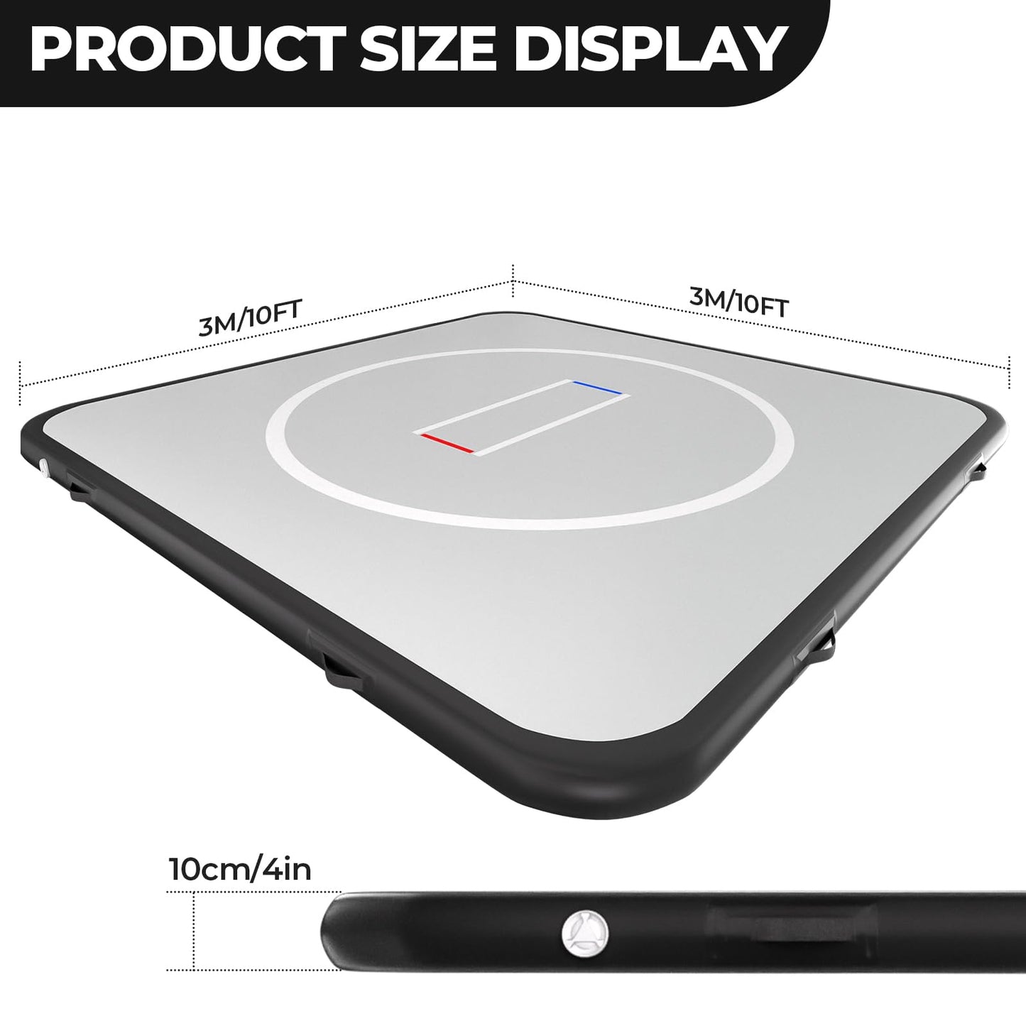 Olenyer Inflatable Wrestling Mat for Home: 10x10FT 4" Thick PVC Jiu Jitsu Mat with Electric Air Pump,Blow Up Wrestling Mat for MMA,Martial Arts,Boxing,Judo
