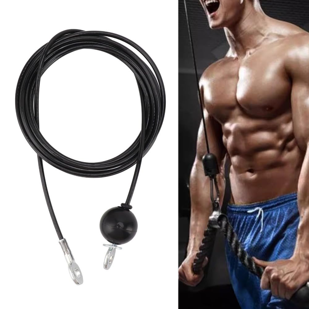 MOPFOL Steel Wire Rope 5mm Diameter - Heavy Duty Fitness Pulley Cable for Home Gym Equipment, Triceps Biceps Back Muscle Training(5meter)