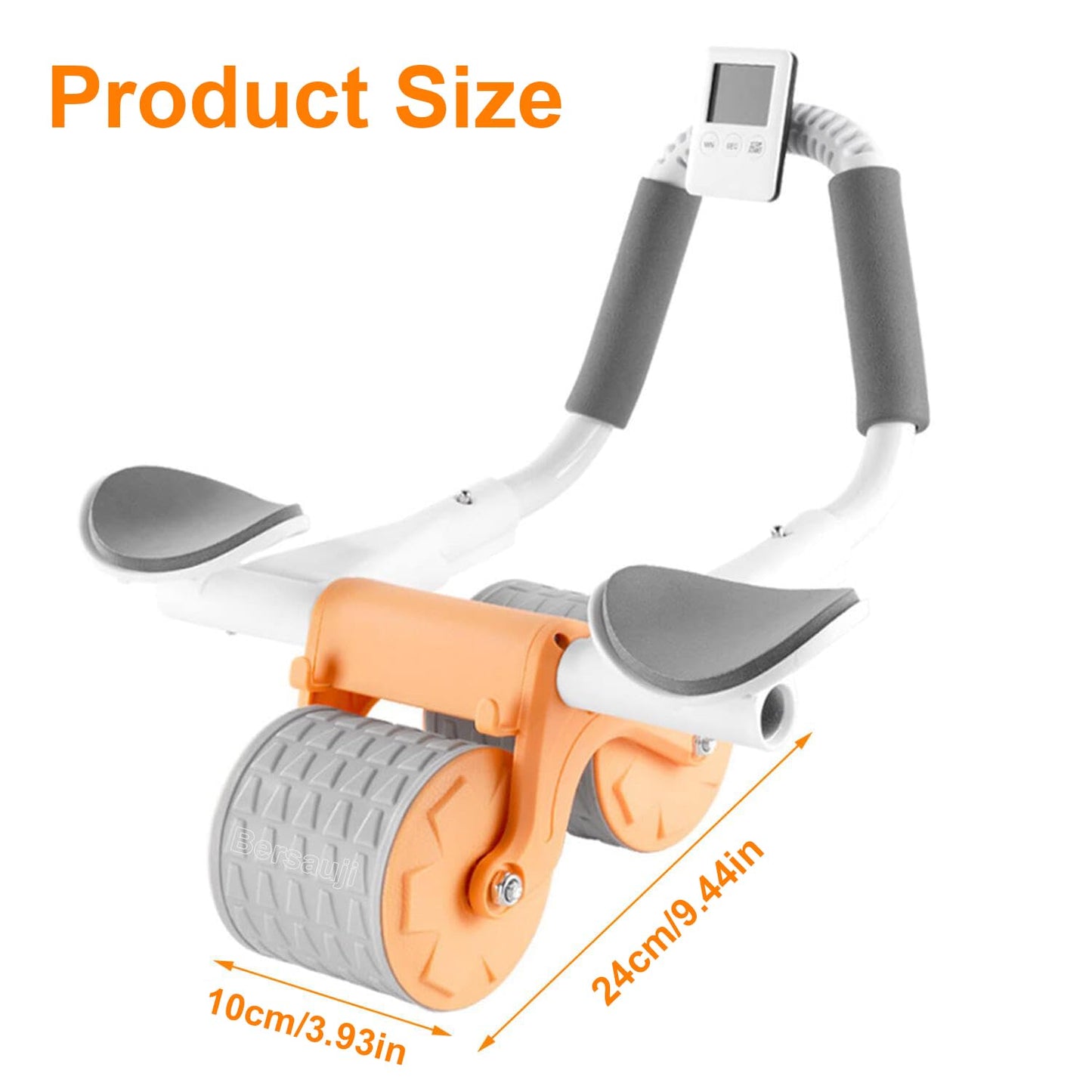 Bersauji 2025 New Ab Roller Wheel with Knee Mat &Timer, Automatic Rebound Abdominal Wheel, Ab Abdominal Exercise Roller with Elbow Support, Abs Workout Equipment Ab Exercise Roller for Women Men