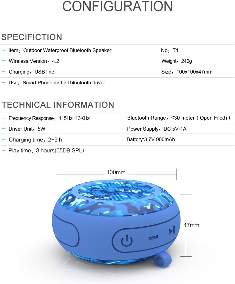 CYBORIS IPX7 Small Floating Bluetooth Speaker Waterproof, Shockproof & Portable Mini Outdoor Wireless Speaker