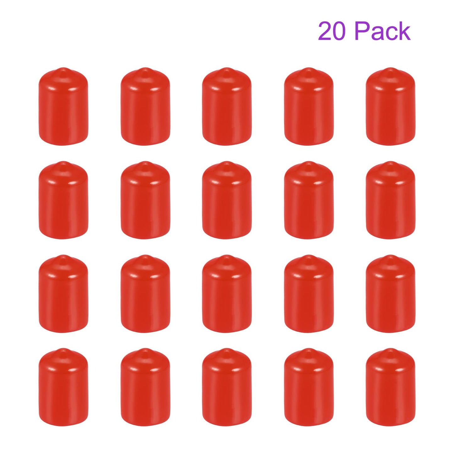 DMiotech 20 Pack 1/2"(12mm) ID Red Screw Thread Protectors Rubber End Caps Bolt Covers for Screw Bolt Furniture Pipe