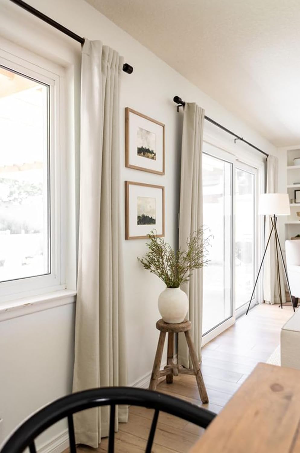 Skiennix 100% Blackout Linen Curtains - Thermal Insulated Drapes, 50" W x 108" L, Oatmeal | 2 Panels Set