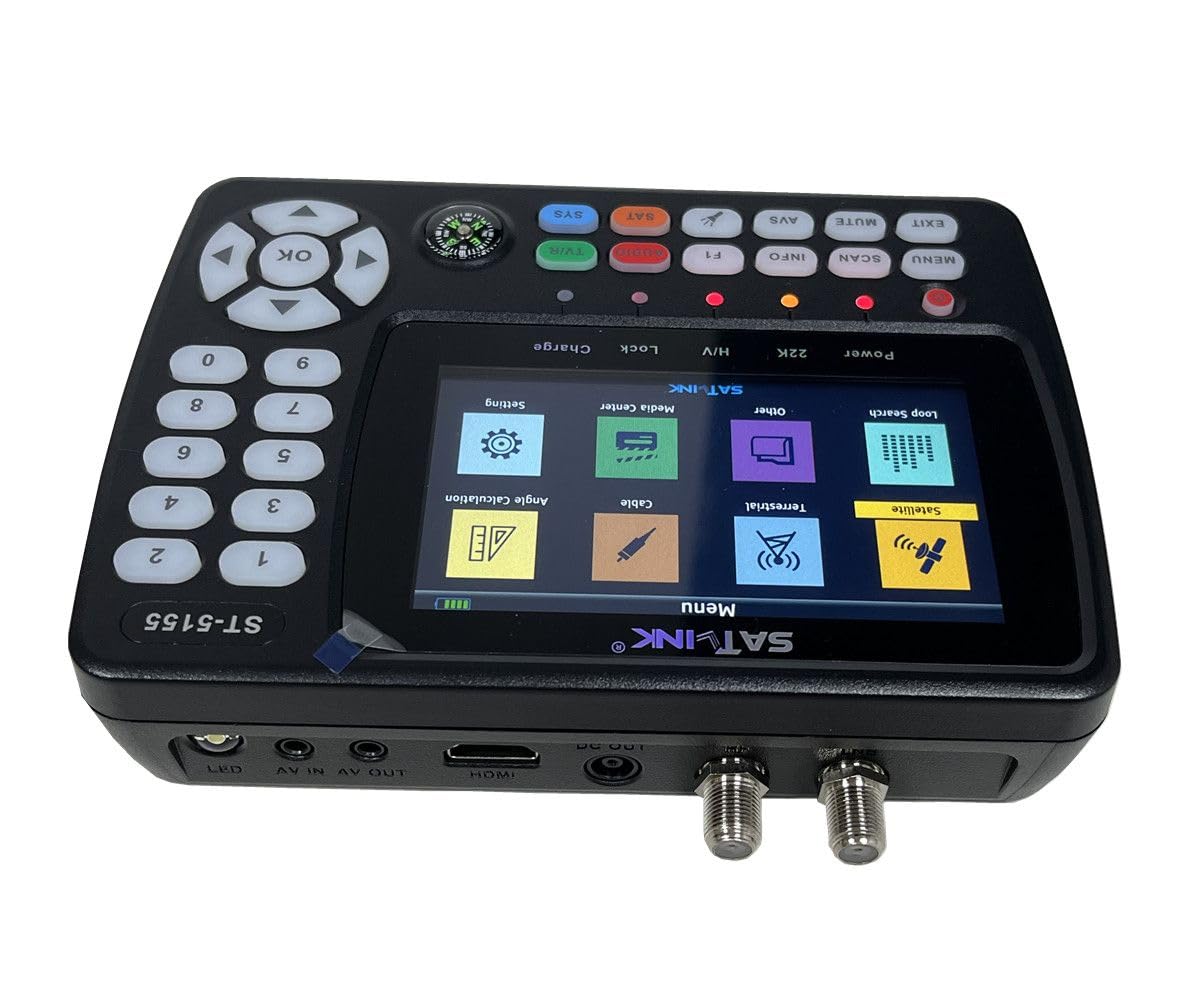 ST-5155 Satellite & Terrestrial Cable Signal Meter DVB-S/S2/T/T2/C Combo Meter Support HD 1080P MPEG-2/4 H.264/H.265 (10 Bit), QPSK, 8PSK, 16APSK, 32APSK