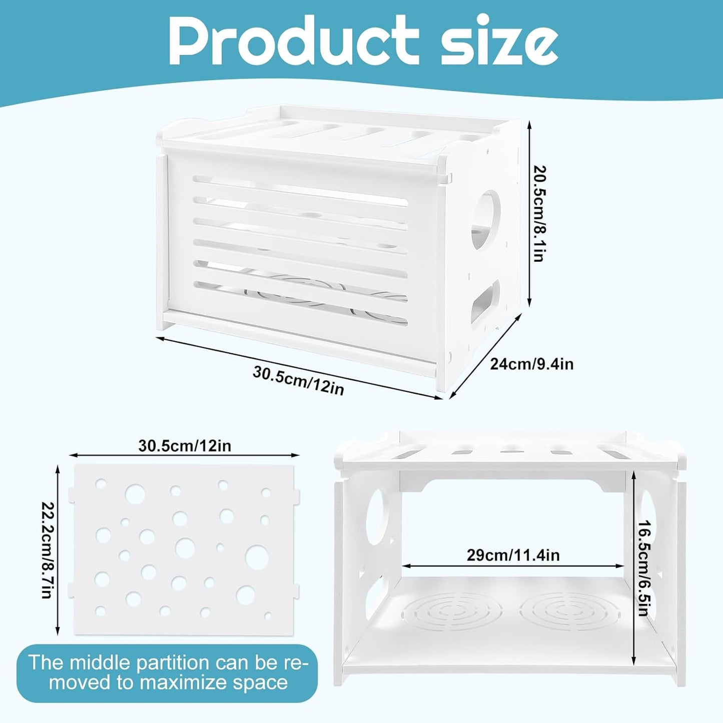 Wensdr Upgrade Router Shelf Storage, Networking Router Stand, Freestand & Wall Mounted Router Storage Box, Modem Cable
