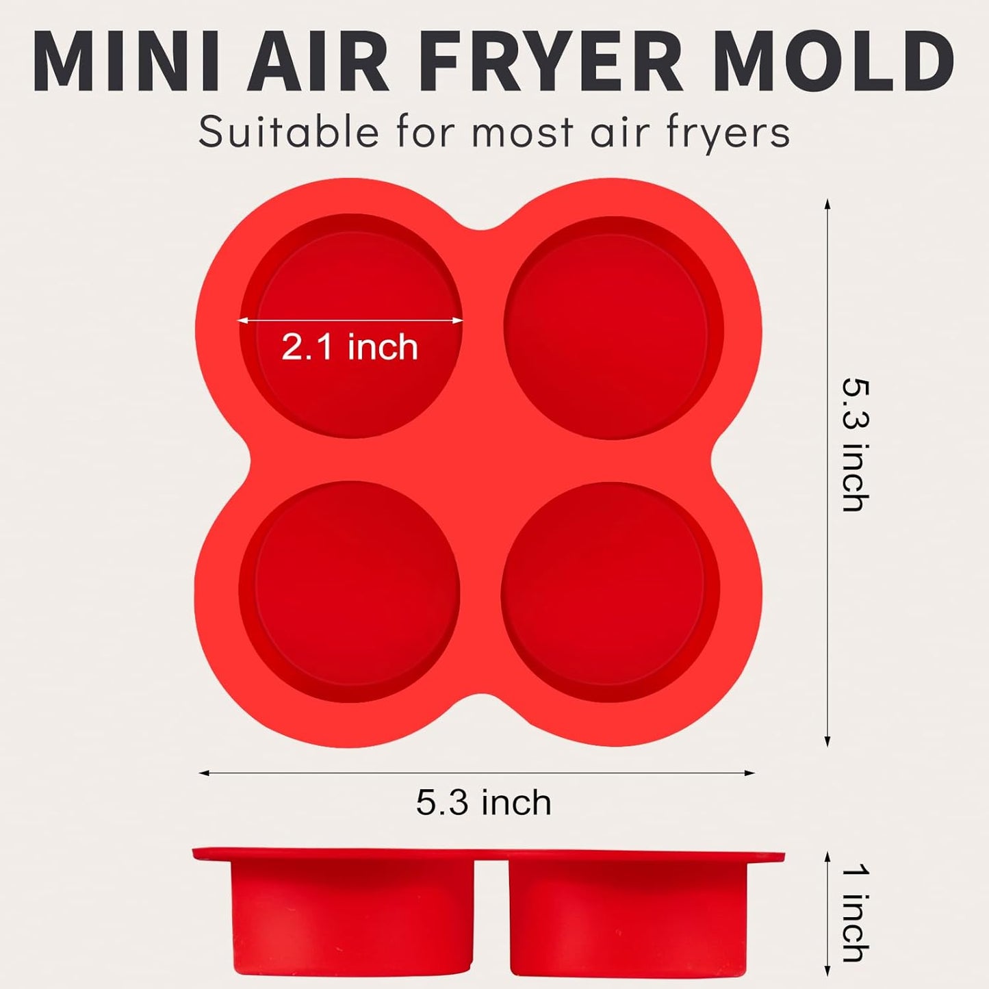 Puyeipt 2 Pack Air Fryer Egg Bite Molds - 4-Cup Silicone Baking Pans for Oven & Air Fryer
