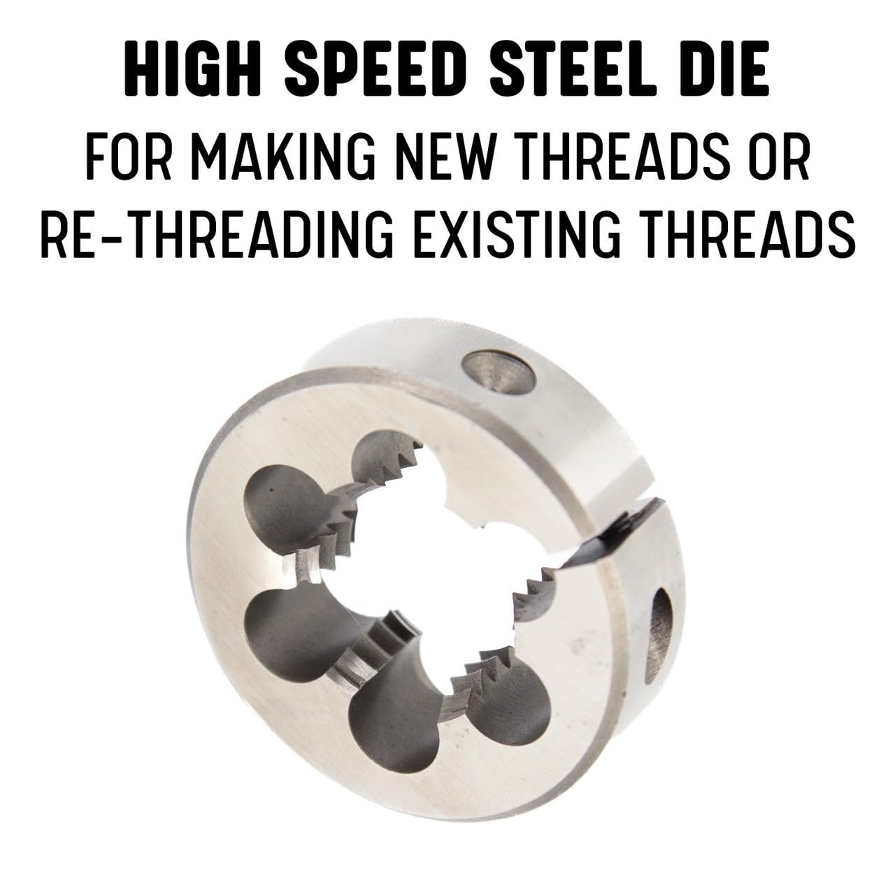 Drill America 21 Piece NC HSS Round Tap and Die Set (1/4-1/2) with 1-1/2 OD Round Dies and Handles