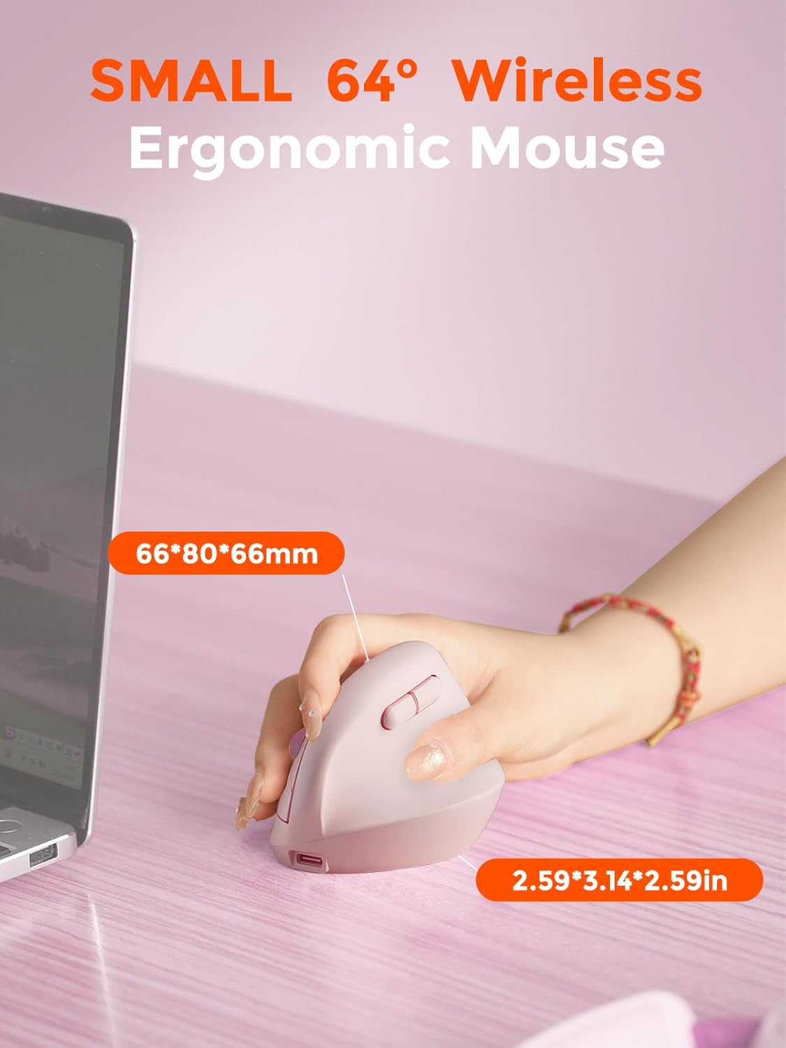 DAREU Hands,2.4GHz 64 Click,3 Ergonomic Vertical Wireless Mouse for Small / BT Dual Mode,Optical Vertical Mice