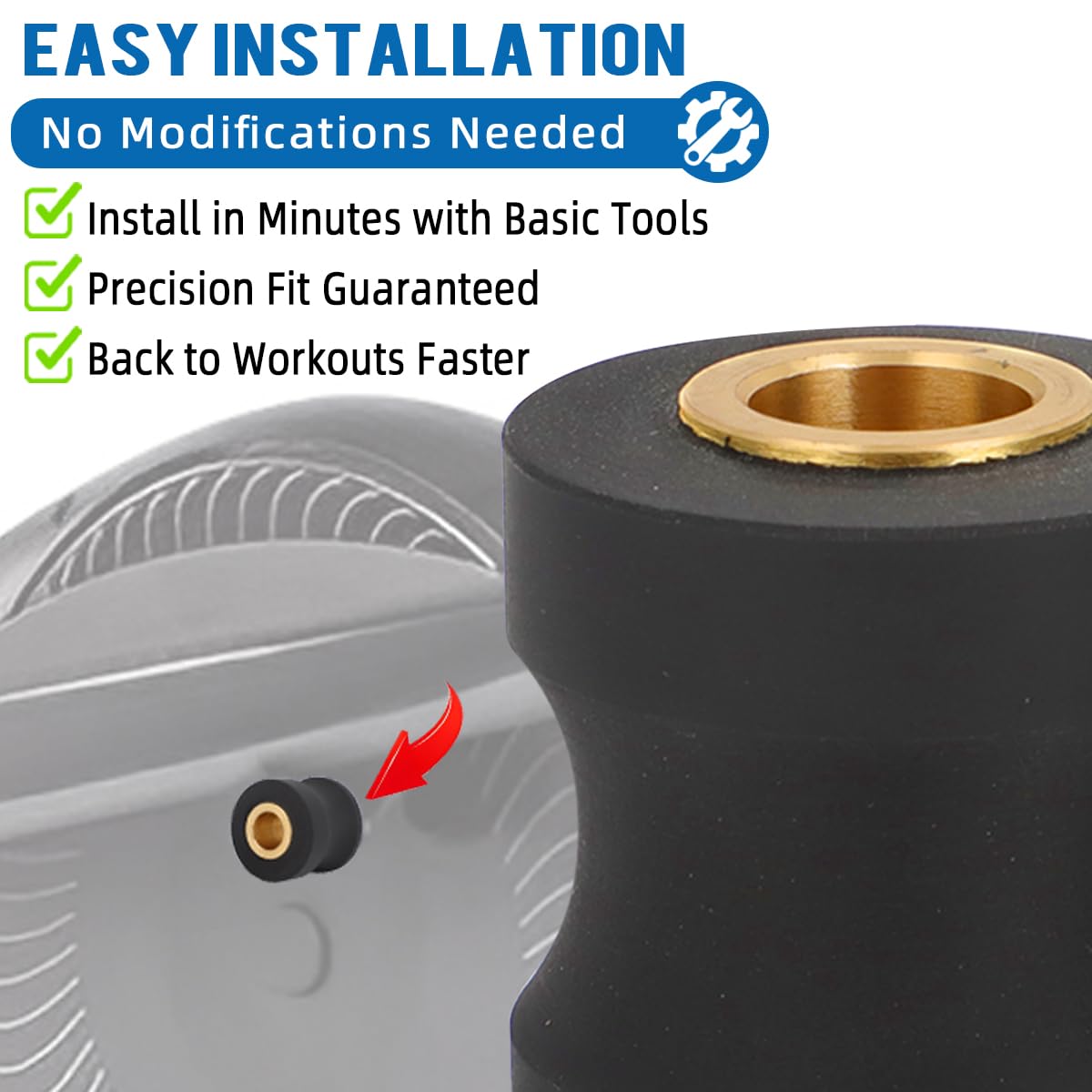 Replacement Roller Wheels for Eclipse 1100HR/A Elliptical - Enhanced PU and Bronze Bushing Design - Quiet and Long-Lasting Exercise Machine Parts (Pair)