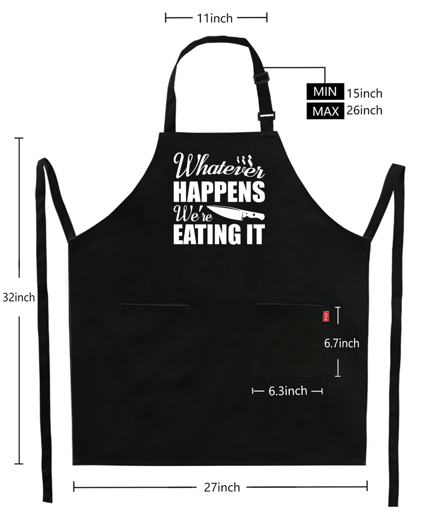 Kaidouma Funny Grill Aprons for Men - Whatever Happens We’re Eating It - Men‘s Funny Kitchen Chef Cooking Grilling BBQ Aprons with 2 Pockets - Father’s Day Birthday Christmas Gifts for Dad, Husband
