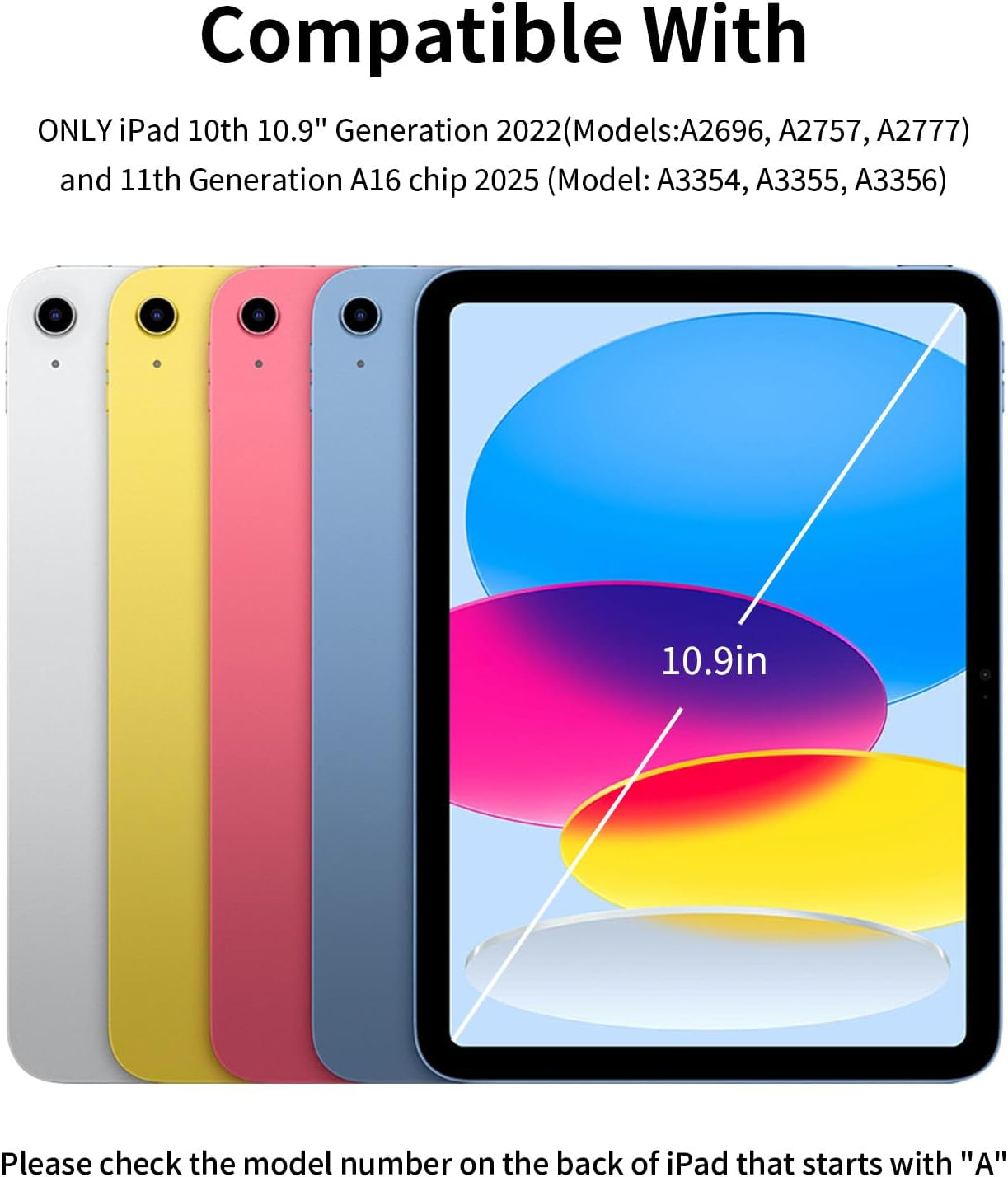 MMK 11th 10th 11/10.9" 2025 A16/2022, for iPad Generation Case with Keyboard Detachable Wireless Bluetooth Folio