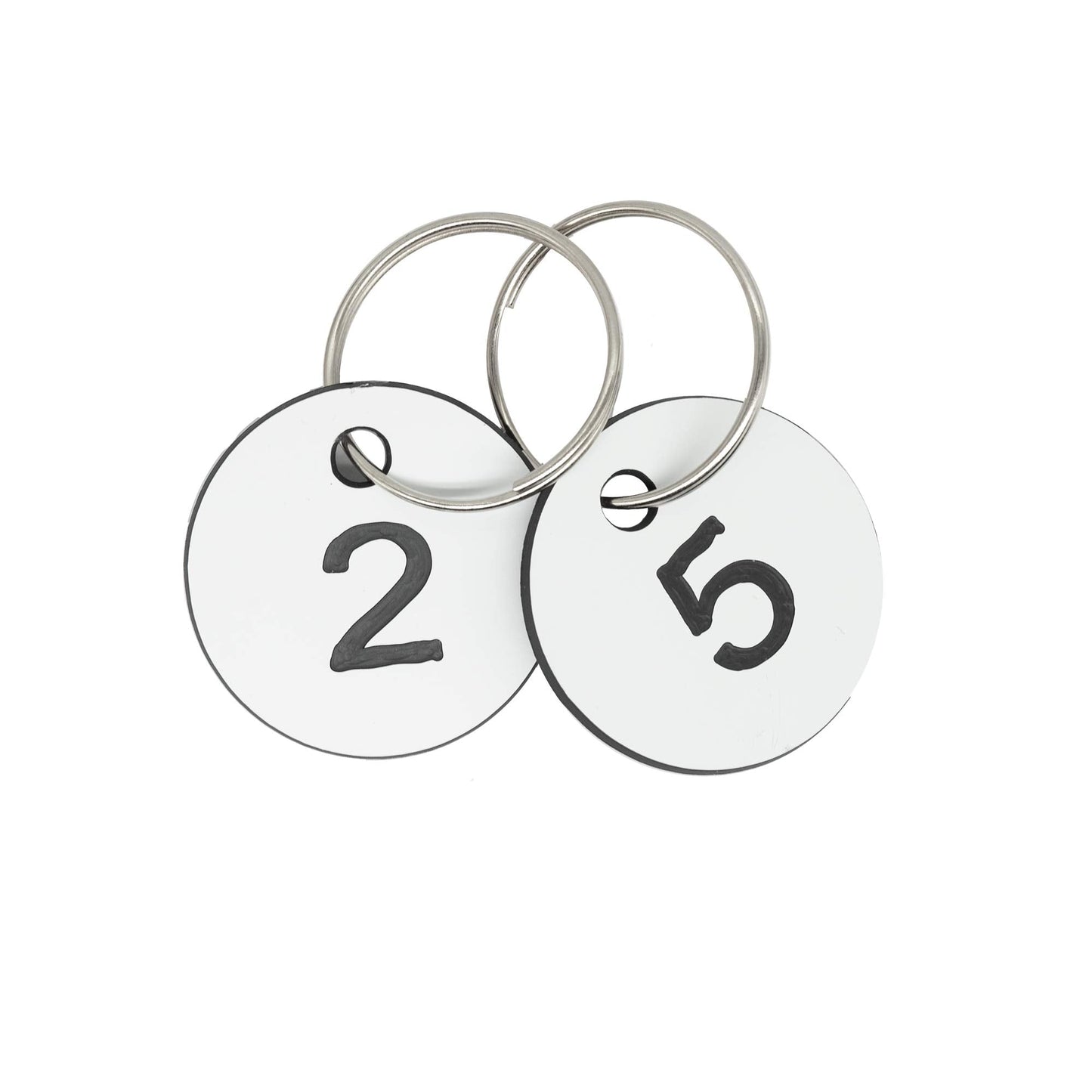 Plastic ID Number Tags Key Tags with Key Rings (1-50, White)