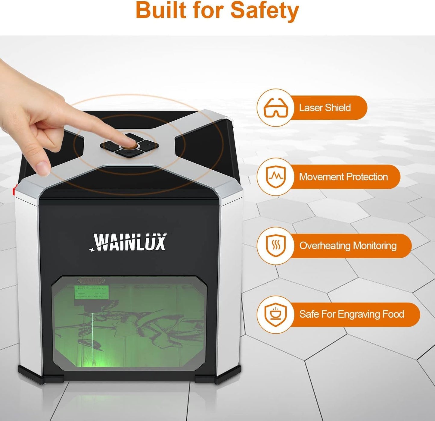 Laser Engraver WAINLUX K6 Pro, 3000mW Laser Engraving Machine, 0.05mm Accuracy, BT Connection Portable Mini Laser Cutter Engraver Tool for Wood Vinyl Leather Glass, DIY Art, Logo Design,Laser class4