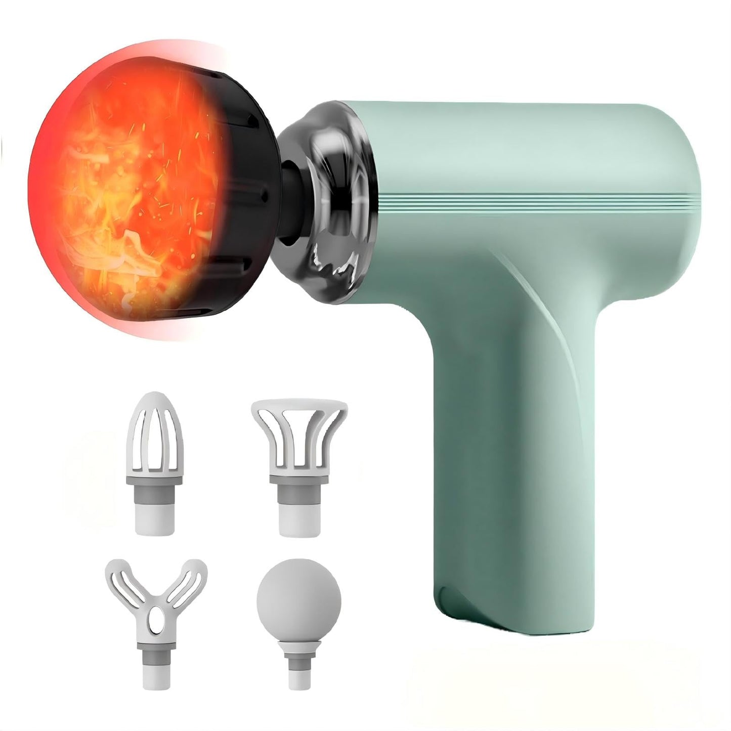 JOYSUWERUN Massage Gun with Heat – Amazing Power! Deep Tissue Percussion Massager, Handheld Mini Muscle Gun, 5 Massage Heads, Quiet & Portable