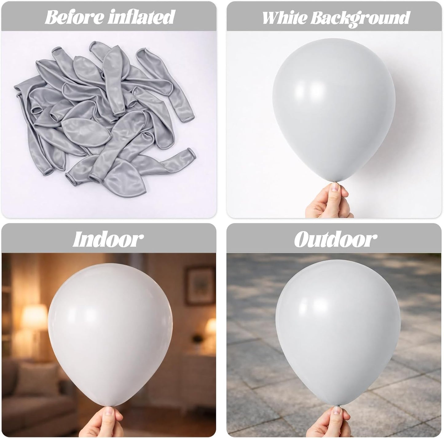 Voircoloria 110pcs Gray Balloons - 12 Inch Grey Latex Party Balloons for Celebrations & Events