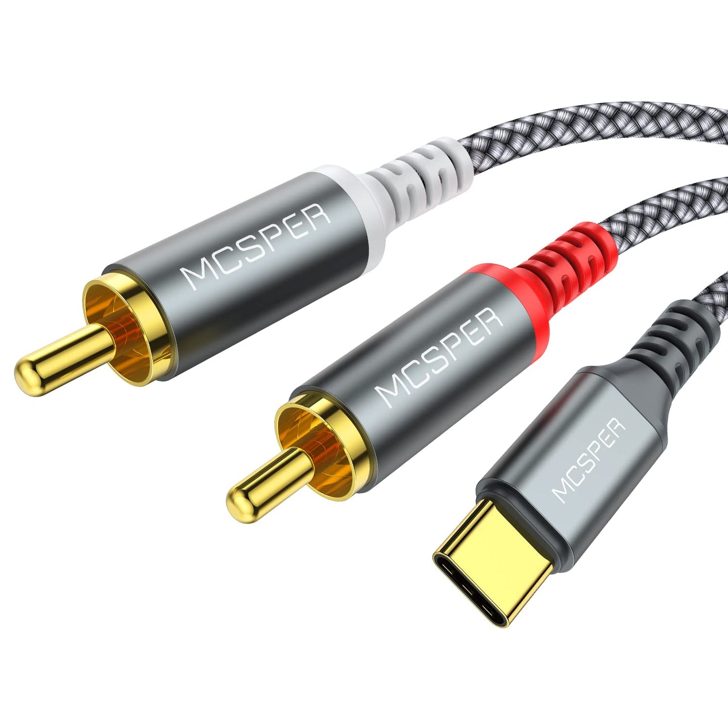 MCSPER 2 6.6 2RCA S23/S22/S21 USB C to RCA Audio Cable, Ft Type-C to RCA Male to Male Y RCA Splitter, Jack USB-C Audio