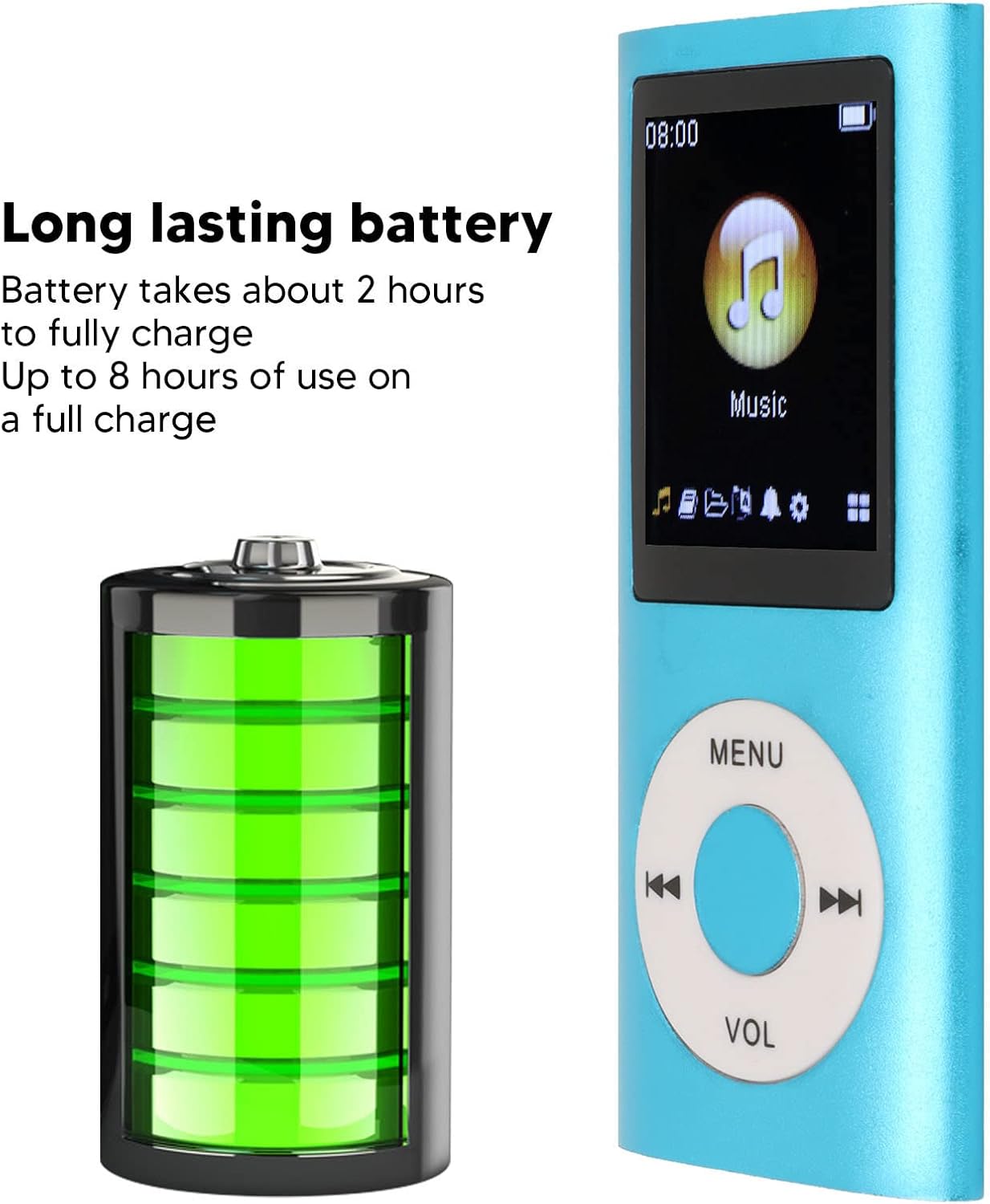 Sorandy MP3 1.8in 64GB, Player, Player with LCD Screen Mini USB Port, Slim Classic Digital Voice Recorder with FM
