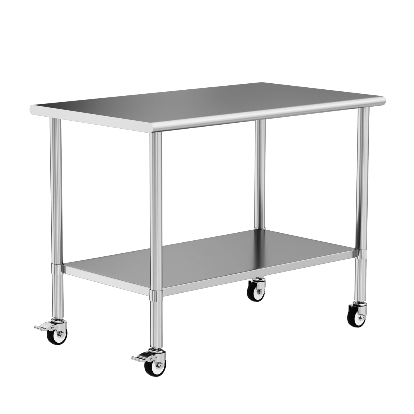 Chingoo Stainless Steel Work Table with Wheels, 30x60 Inch NSF Kitchen Prep Table with Adjustable Undershelf for Commercial Restaurant, Garage, Outdoor BBQ