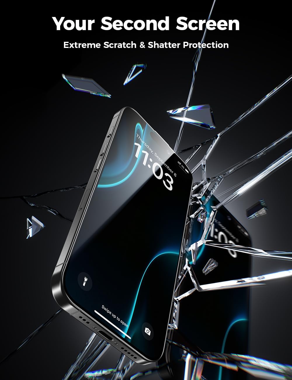 17 6.3 inch, 3D BENKS GlassWarrior Sapphire Screen Protector for iPhone Pro Curved Full Coverage Tempered Glass, Ultra