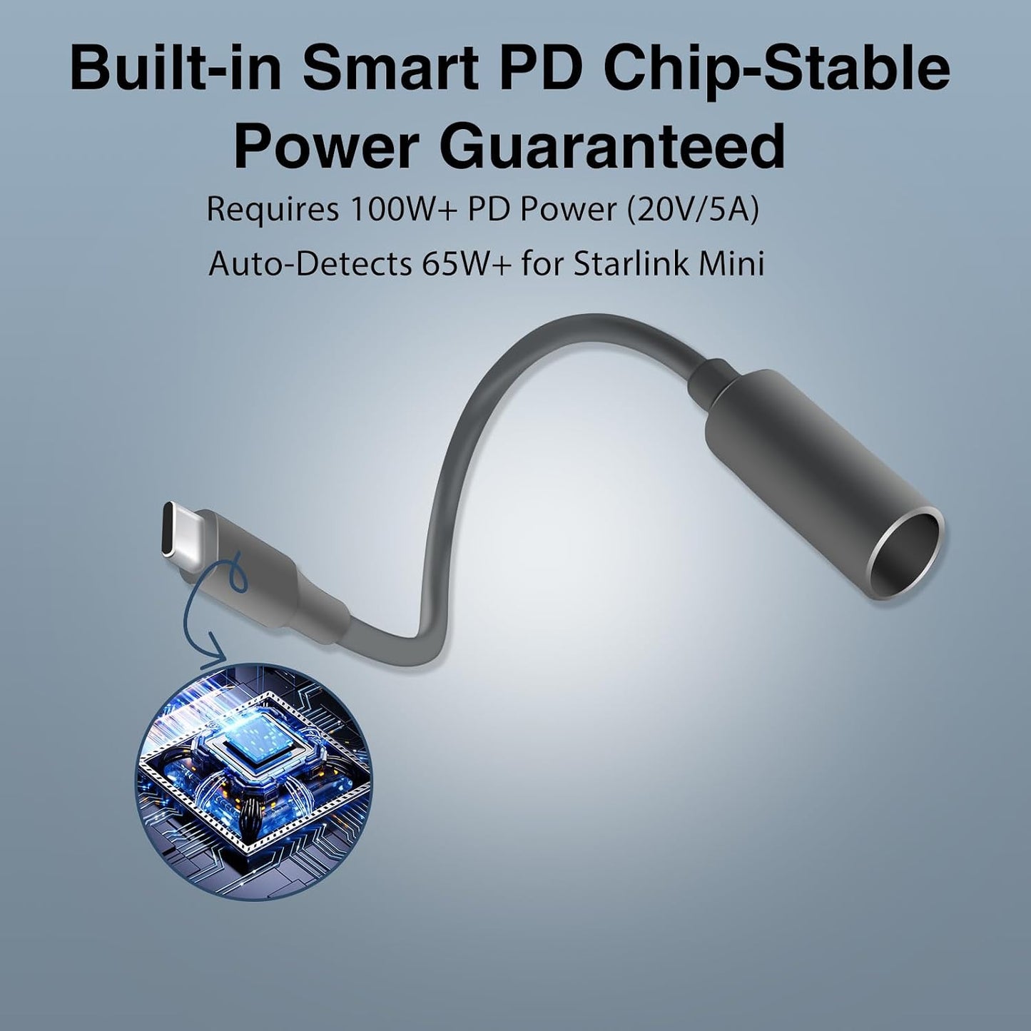 YuBeLin Mini,65W (23.2CM) (1) USB C to DC Adapter for Starlink PD Waterproof DC Power Adapter Compatible with Power