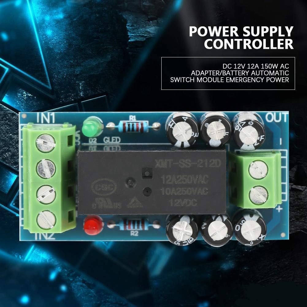 Walfront 12V 12A Power Controller Module Battery Emergency Switch, DC Automatic Power Controller Adapter Storage