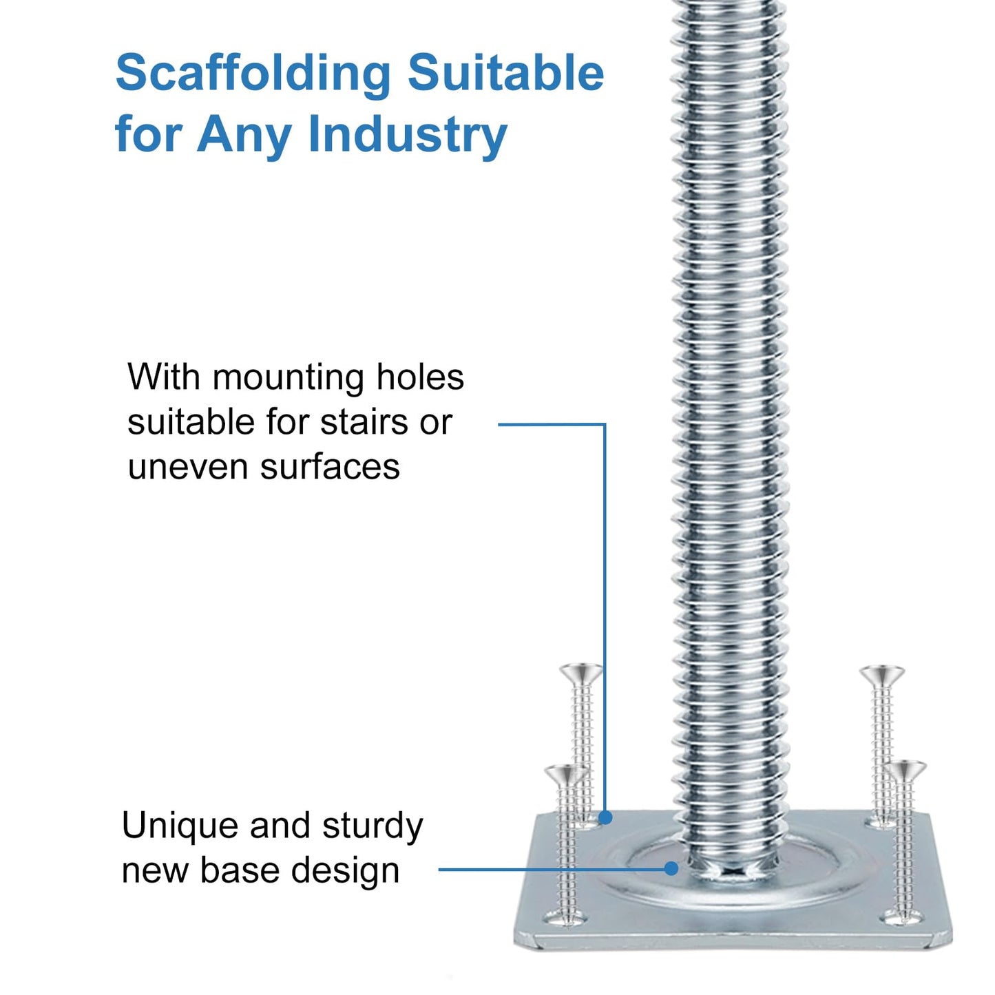 18" Scaffold Adjustable Leveling-Jack Parts - Yzzwer Galvanized Solid Threaded Rod Scaffolding Feet for Baker Style Scaffolding 4 Pack