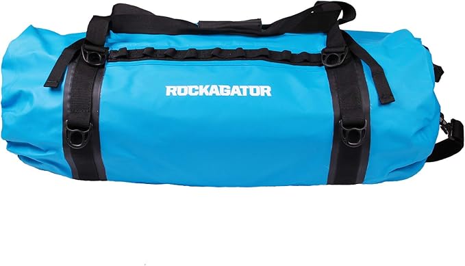 Waterproof Duffle Bag for Travel and Camping with Roll-Top Closure, Durable, All-Weather, and Versatile Dry Bag - Rockagator Mammoth Series (60 Liter, Light Blue)