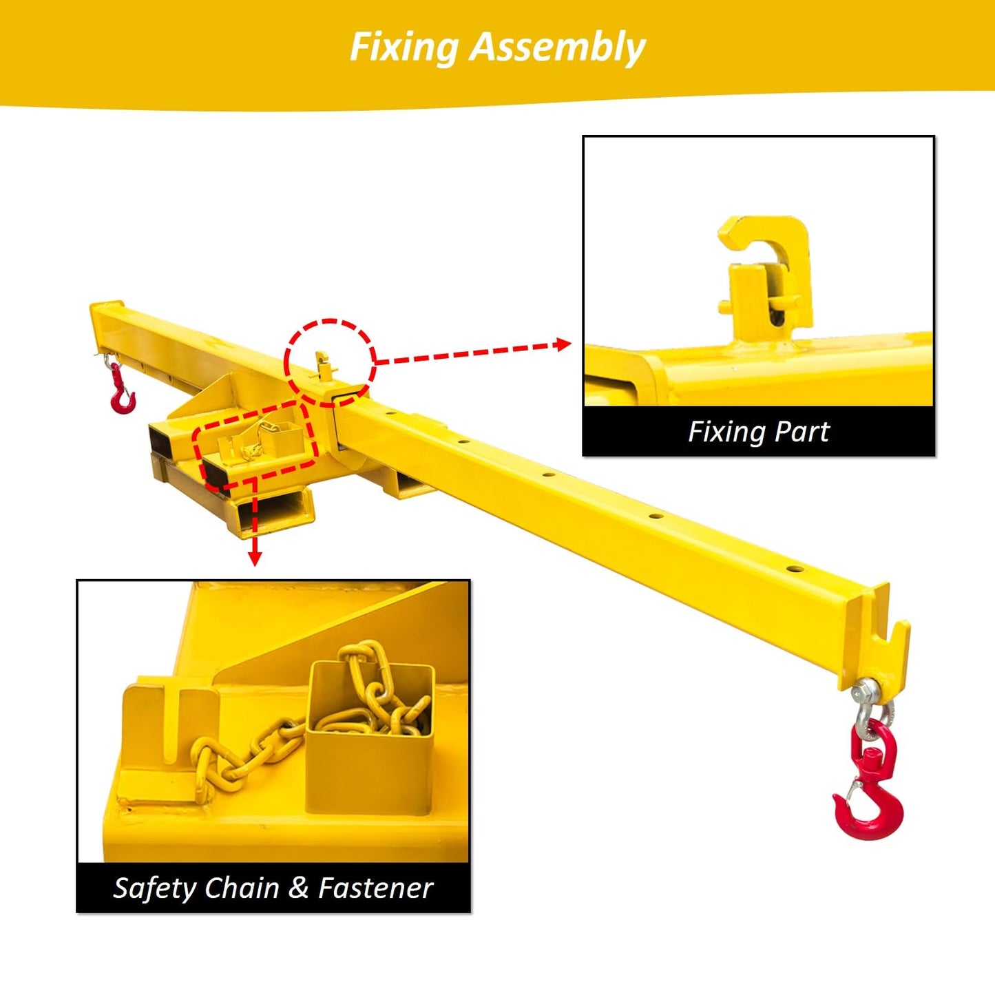 LGXEnzhuo 4400LB Forklift Jib Boom Crane Attachment – Bidirectional Telescopic Carbon Steel Hoist, 12.1ft Adjustable Lifting Arm, 6.3"x2.56" Pocket Size, for Warehouse Farm