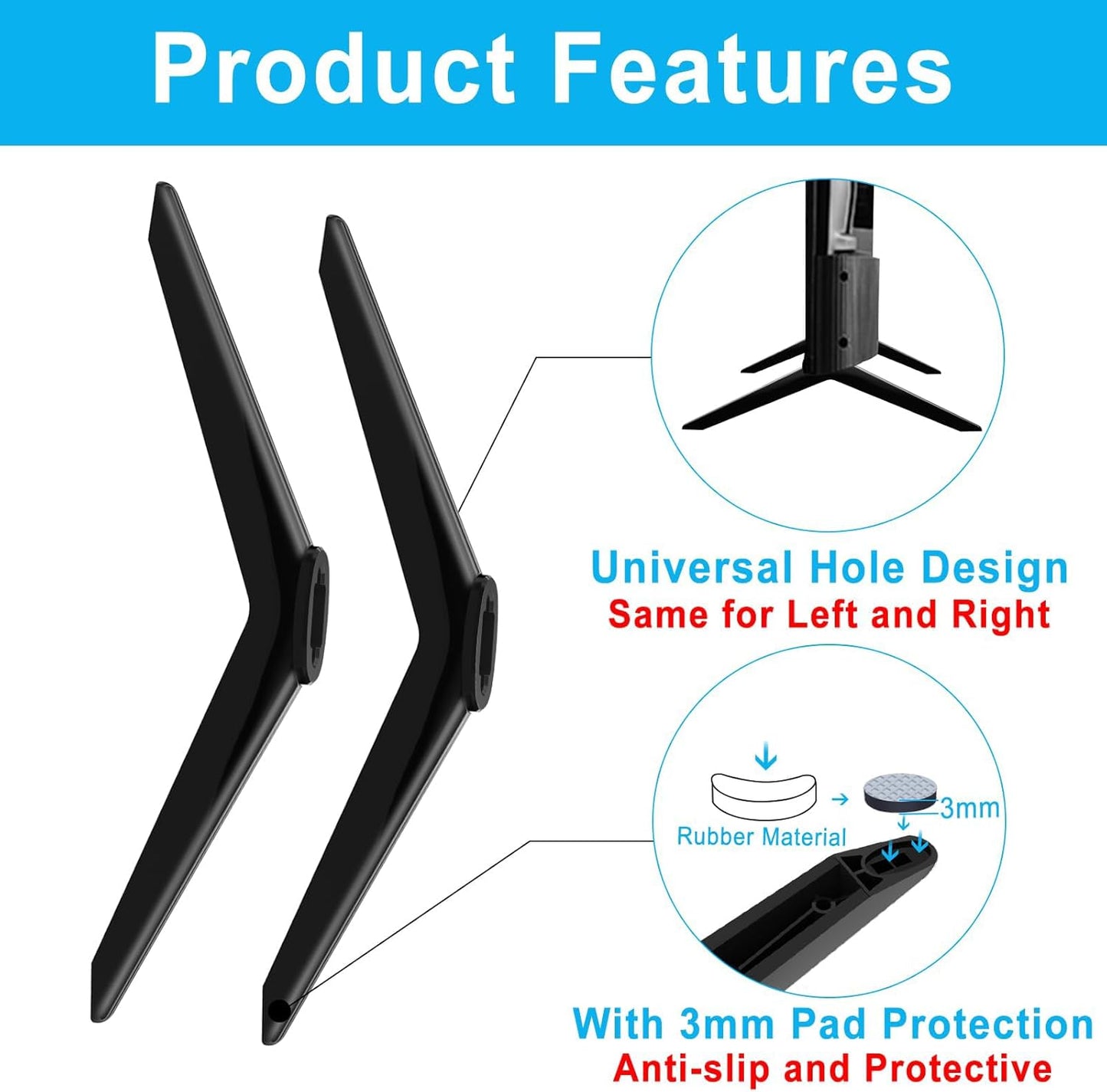 Yususipa 28 32 40 43 49 50 55 65 Inch 28S405 32S305 40S325 43S425 43S431 50S431 50S435 55S425 TV Legs for TCL TV Stand