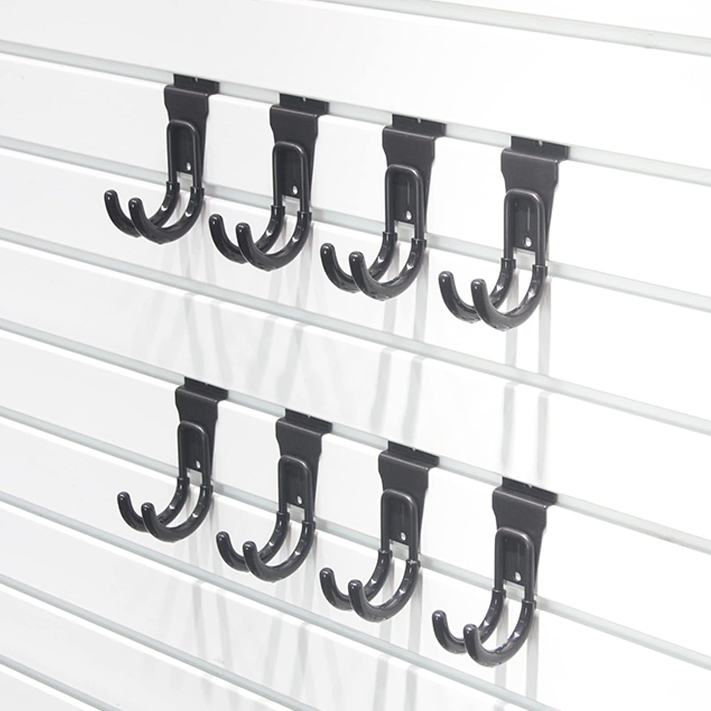 ATOOLA Slatwall Hooks, Heavy-Duty Slatwall Accessories, Black Slat Wall J Hooks, 8 Pack