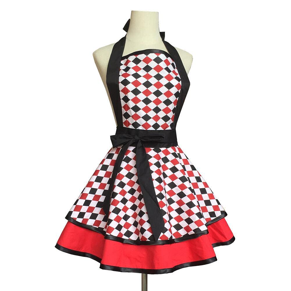 Hyzrz Lovely Handmade Cotton Retro Aprons for Women Girls Cake Kitchen Cook Apron for Mother's Gift (Multicolor)