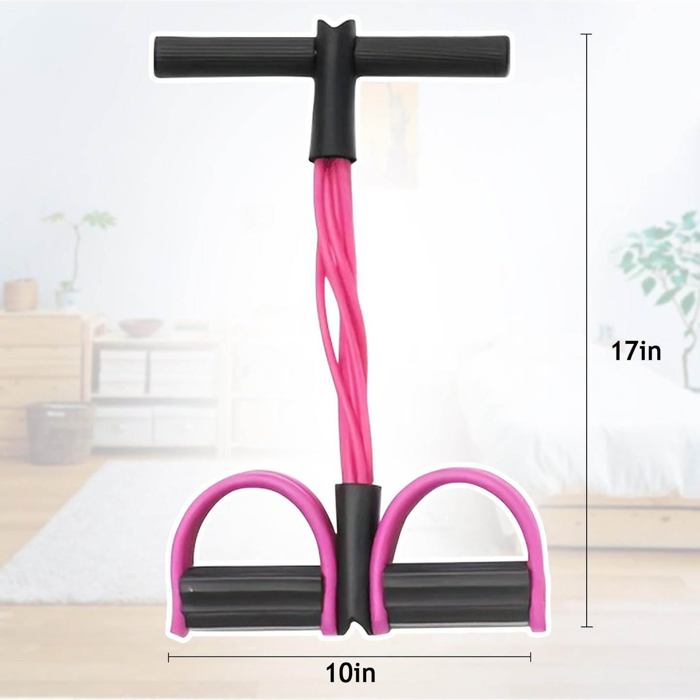 Kammoy 6-Tubes Tension Rope, Multifunction Elastic Yoga Pedal Puller Resistance Band, Natural Latex Tension Rope Fitness Equipment, for Abdomen, Waist, Arm, Leg Stretching Slimming Training (Pink)