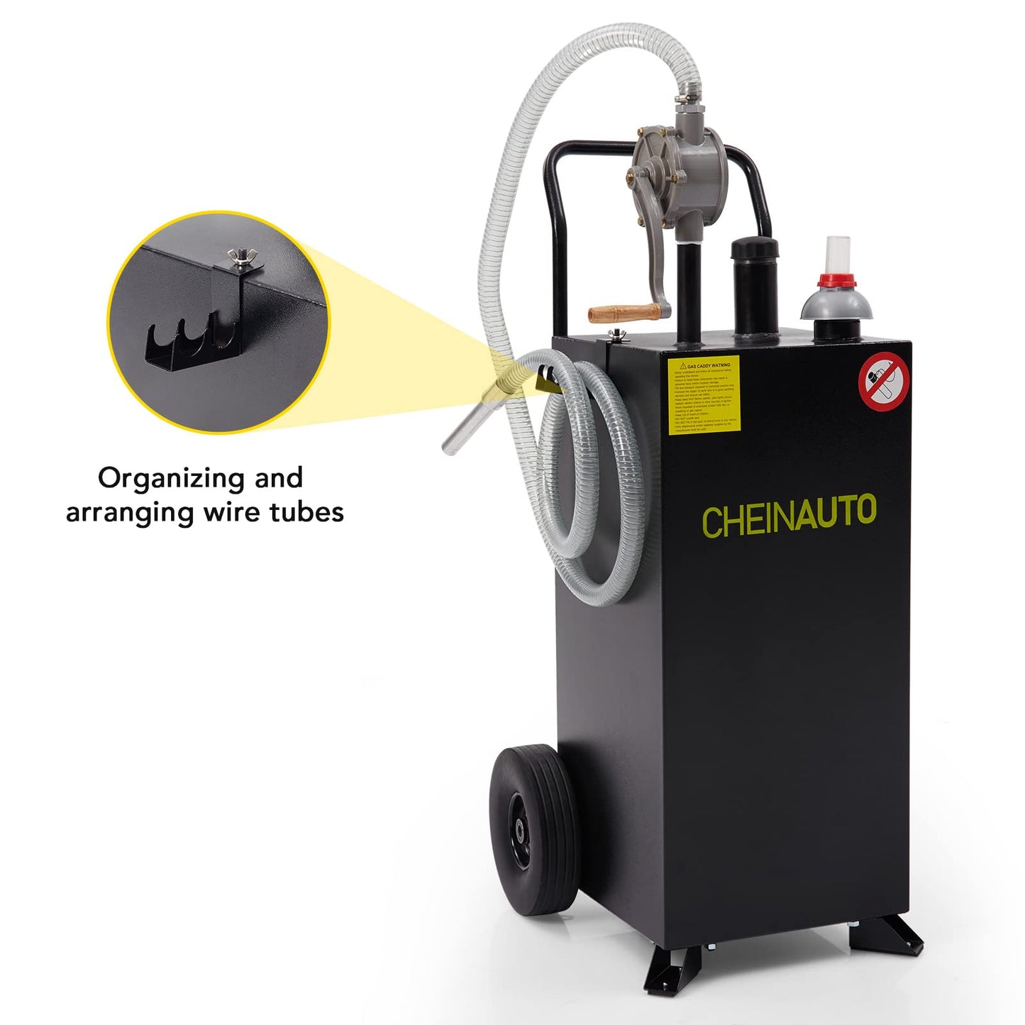 40 Gallon Fuel Caddy, Portable Gas Caddy with Manual Pump, Heavy Duty Gas with 4 Wheels, Diesel Fuel Can for Cars, Lawn Mowers, Trucks, ATVs, Boats ﻿