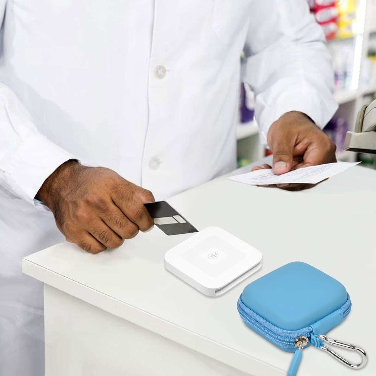 Comecase A-SKU-0485 Chip Card Reader Scanner Case, Hard Carrying Bag Holder Fits Square Contactless and Chip Reader