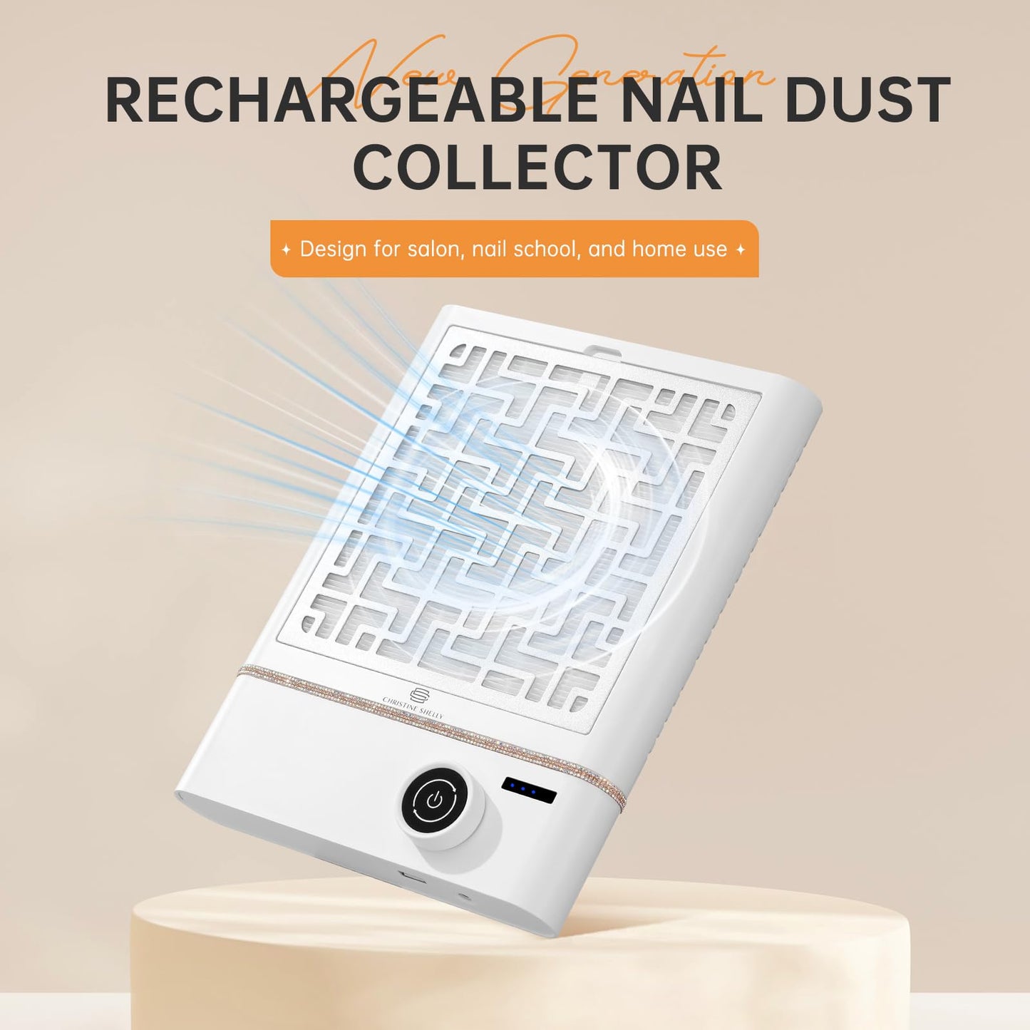CHRISTINE SHELLY H20 UV Light for Gel Nails, 96W Rechargeable UV Nail Lamp & 504 Nail Dust Collector, Bling Diamond Rechargeable 5000RPM Vacuum Nail Tech Fan Extractor