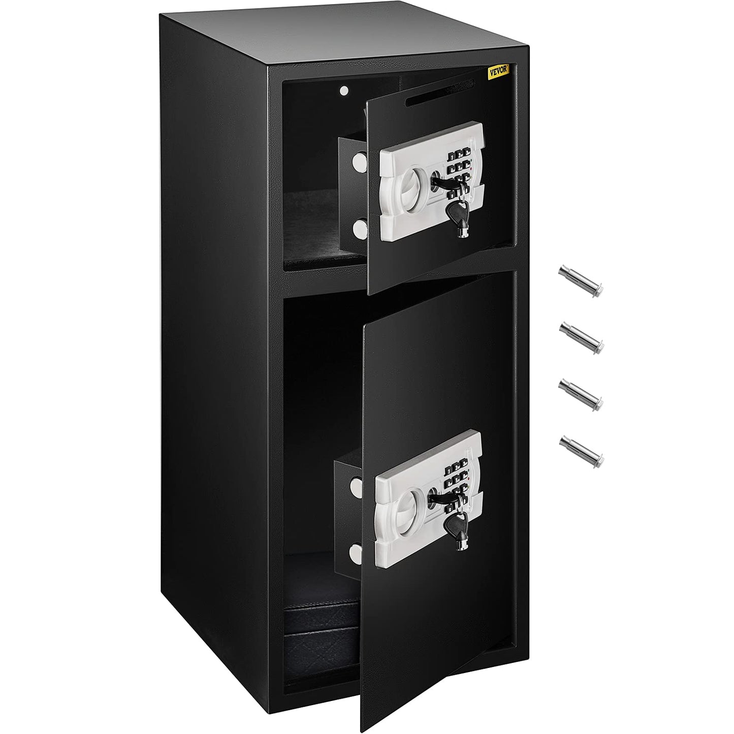 VEVOR Large Double Door Safe Box 29.5" x 13.8“ x 13.8" Steel Safe Box Strong Box with Digital Lock for Money Gun Jewelry Black