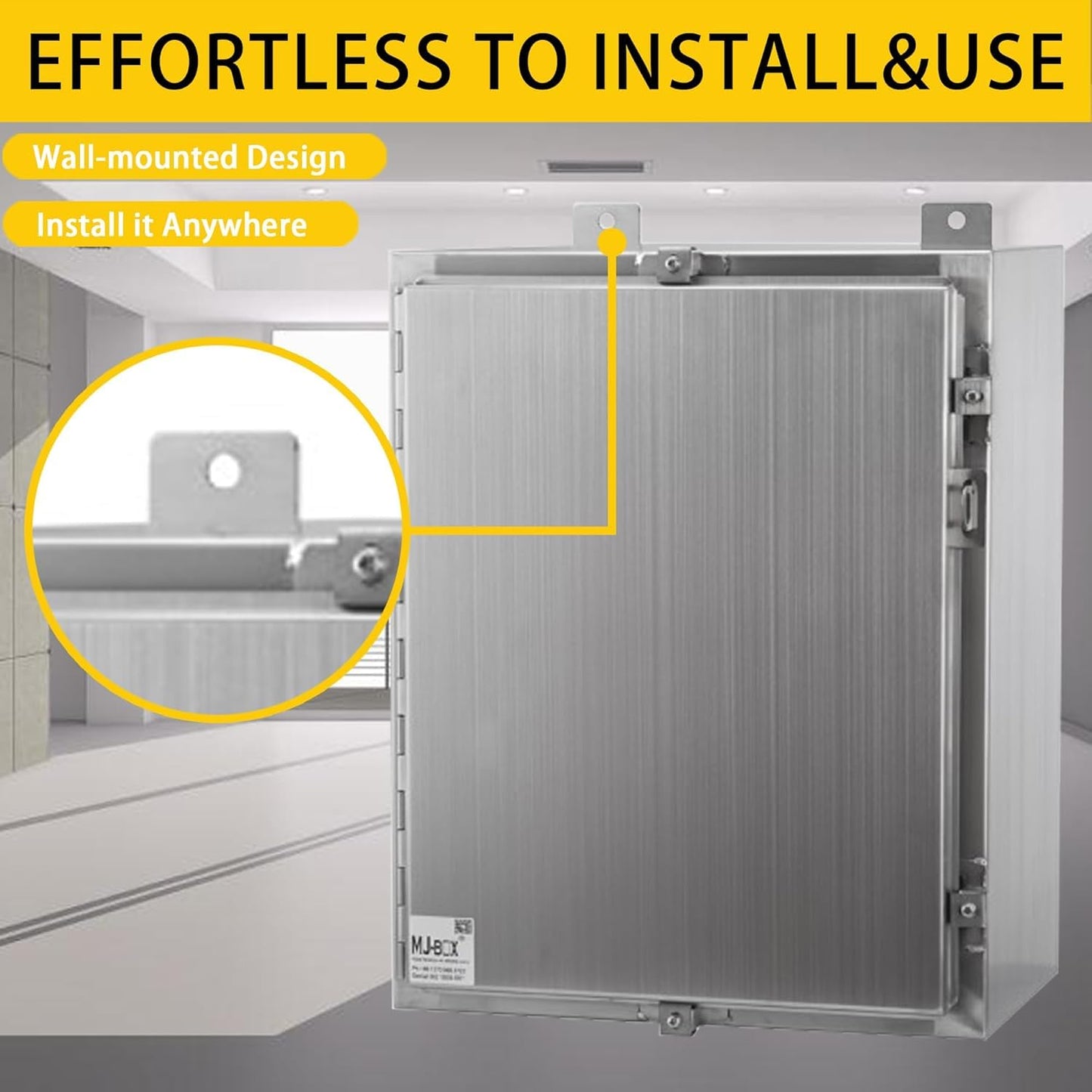 MJ-Box NEMA Steel Electrical Enclosure Box 22x22x8 304 Stainless Steel Explosion Proof Electrical Box IP66 Waterproof & Dustproof Outdoor/Indoor NEMA 4X Stainless Steel Enclosure