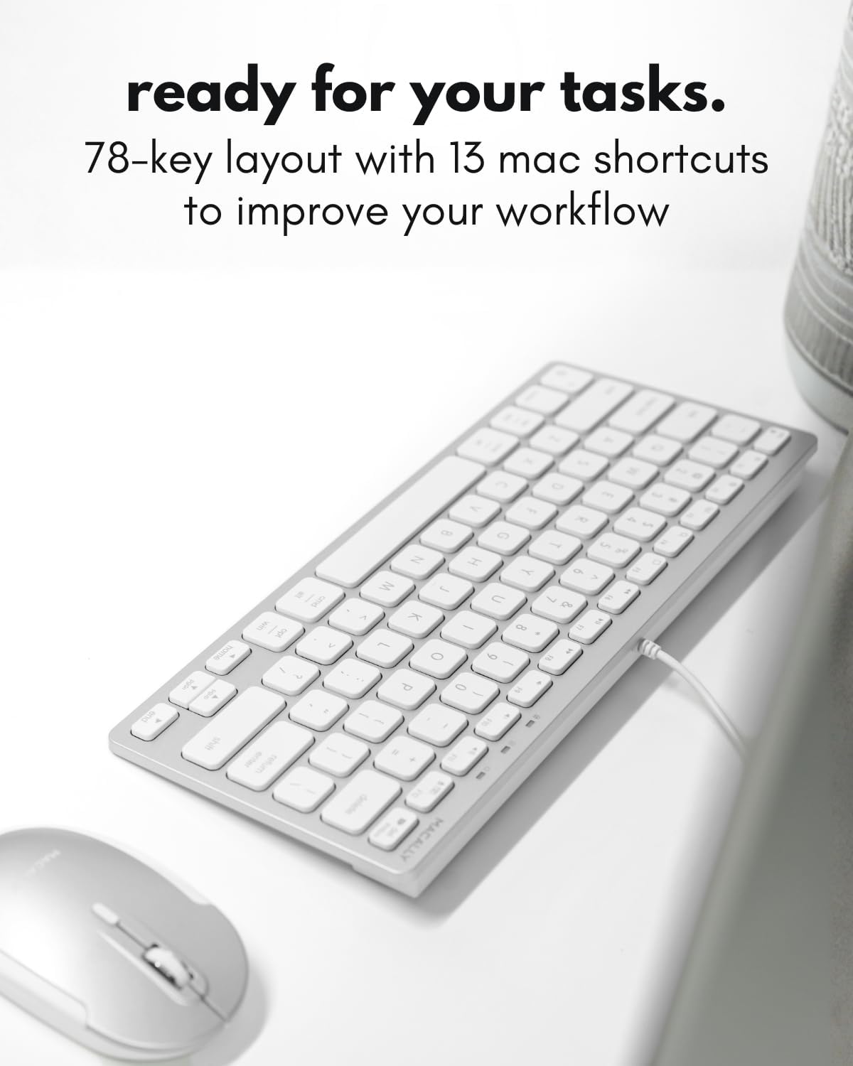 Macally MacMini USB C Wired Keyboard for Mac (USB C + USB A) Compatible Keyboard for MacBook Pro/Air, iMac & Compact