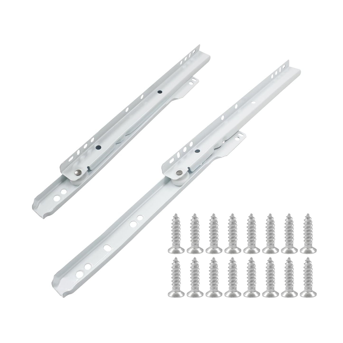 Suiwotin 1 Pair 10 Inch Drawer Slides, White Coated Steel Drawer Track, Removable Bottom Mount Drawer Rails with Smooth Sliding Nylon Wheels