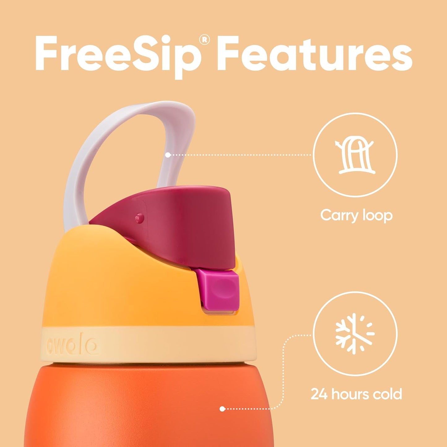 Owala FreeSip Insulated Stainless Steel Water Bottle - BPA-Free, 24 oz, Citrus Crush for Sports & Travel