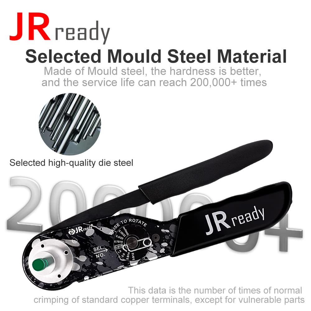 JRready NEW-DT2 Deutsch Crimp Tool for DTP, DT, DTM Connectors, Size 12, 16, 20 Solid Contacts. Equivalent to HDT 48 00 Deutsch Crimper(12-22AWG)