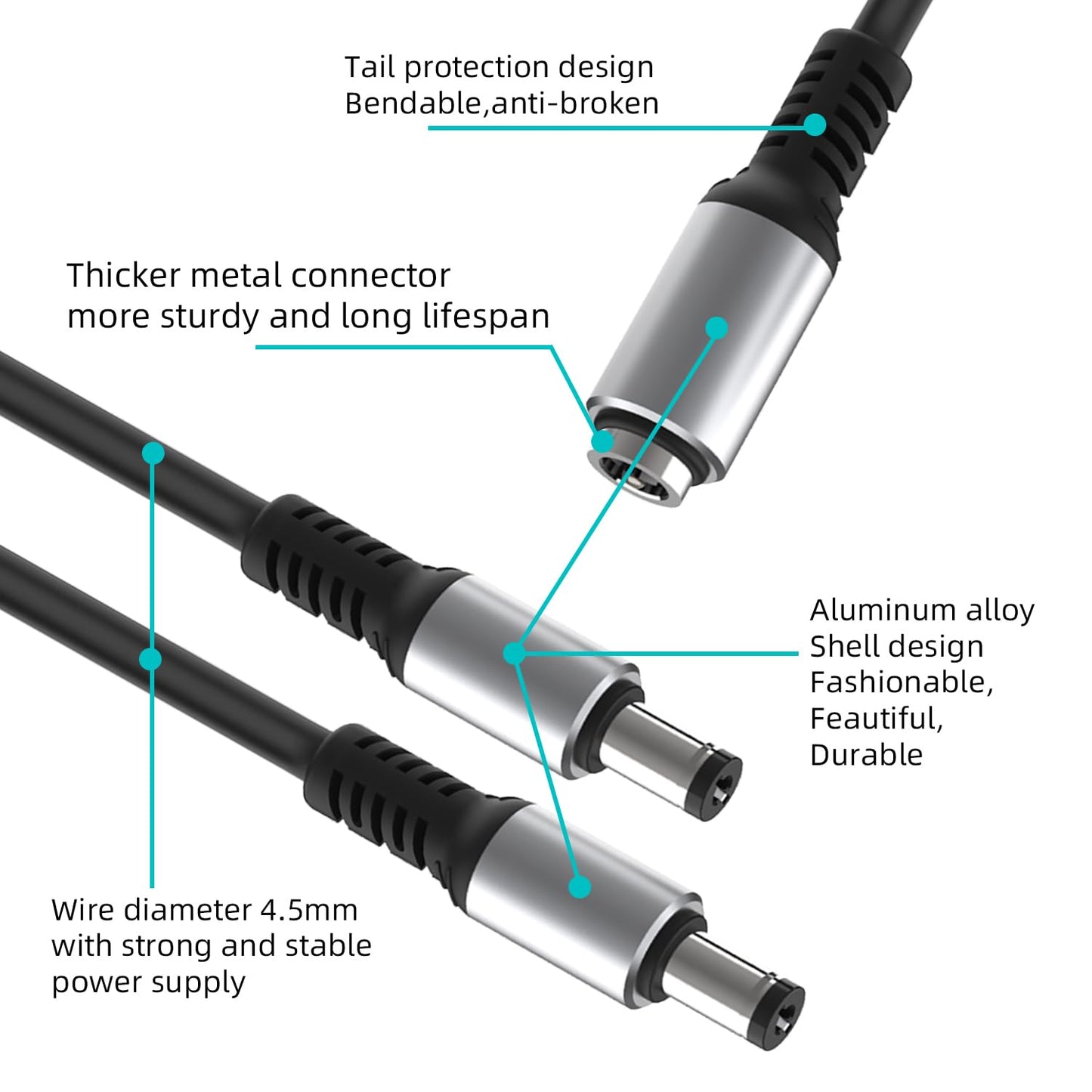 sovunis 1 2 5.5mm 2.1mm 50cm DC Y Splitter Cable Female to Male, x DC Power Extension Adapter Cable for CCTV