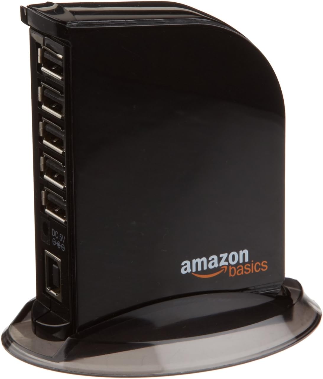 Amazon Basics 7 2.0 5V/4A Port USB Hub Tower with Power Adapter, Plug and Play, Charging Ports, Black