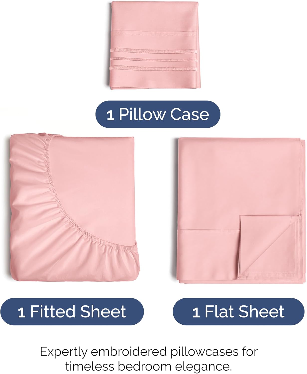 Skiennix Twin XL Sheet Set - Comfy Cooling Bed Sheets with Deep Pockets - Soft, Wrinkle-Free Baby Pink