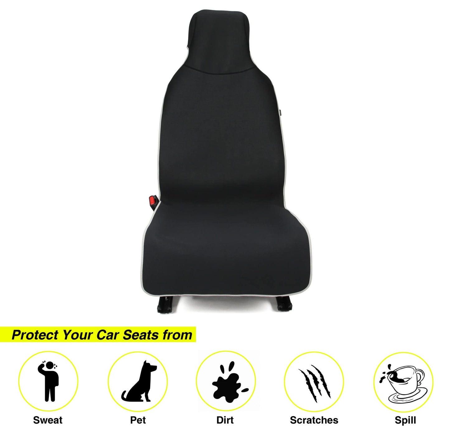 VSHIELD Waterproof Neoprene Car Seat Cover, Sweatproof Non-Slip Seat Protector, Universal Fit for Front Bucket or Rear Bench Seat of Cars, SUVs, Vans, Trucks, Compatible with Airbags and Armrests
